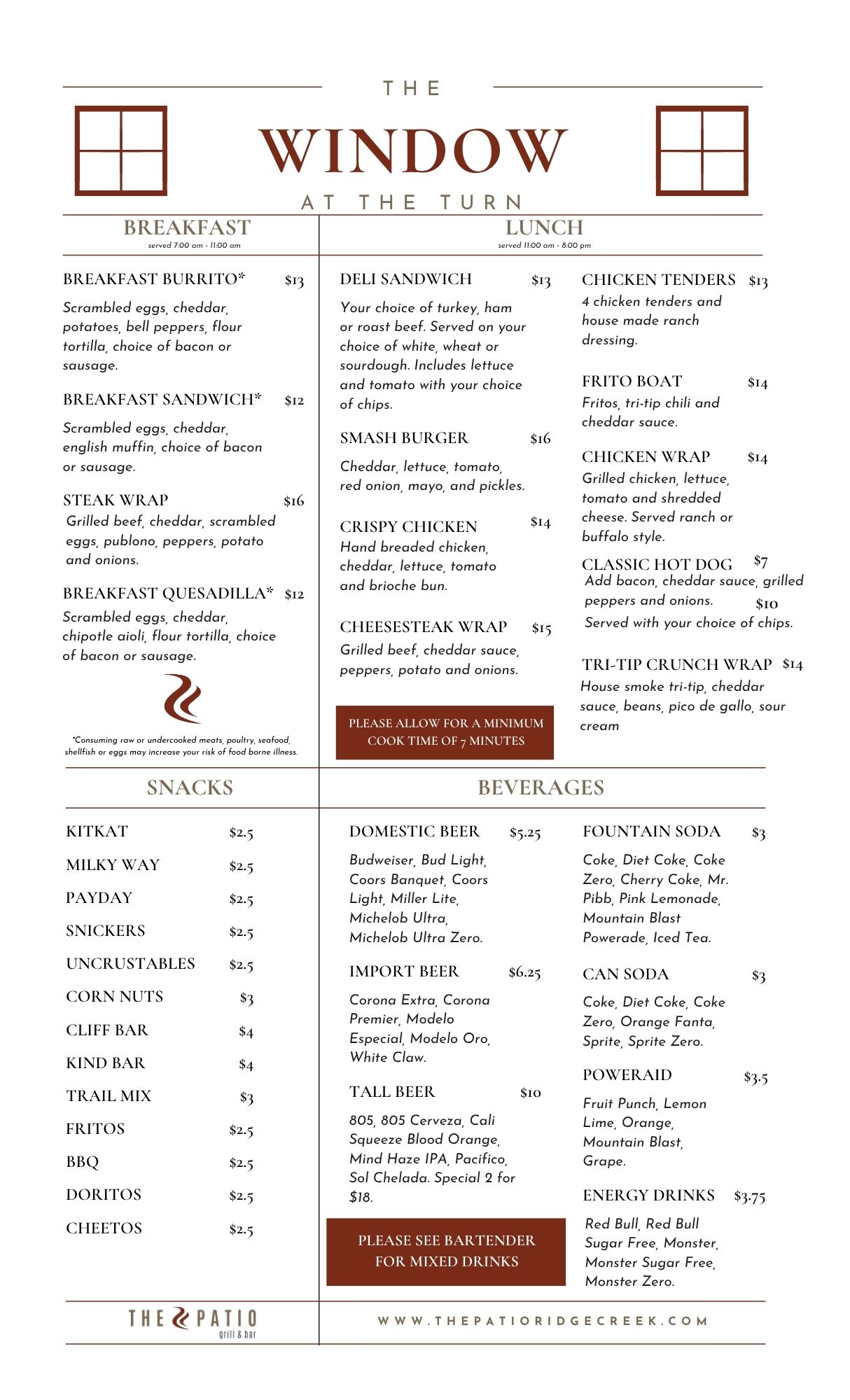 The Window at The Turn Menu 1.3.26 (8.5 x 14 in)